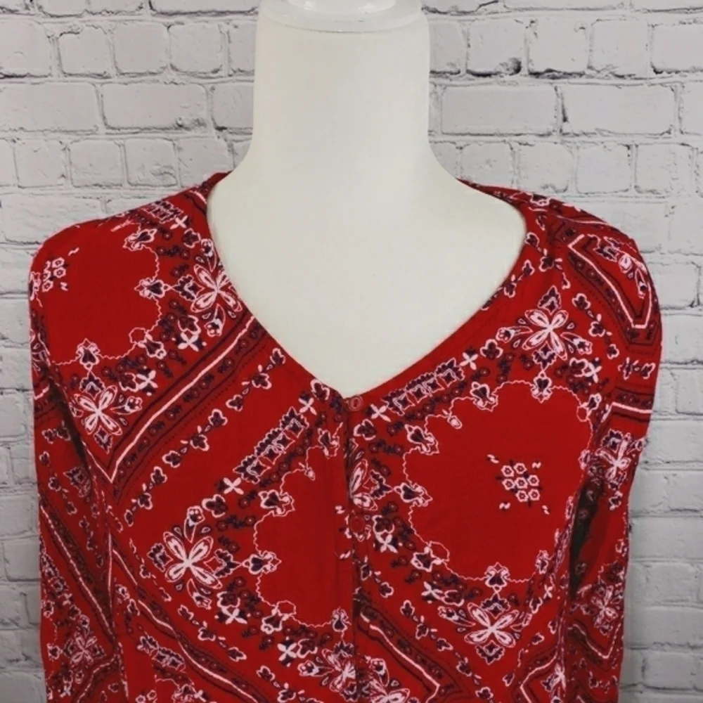 JUSTICE Bandana Print Blouse Red Size 14/16